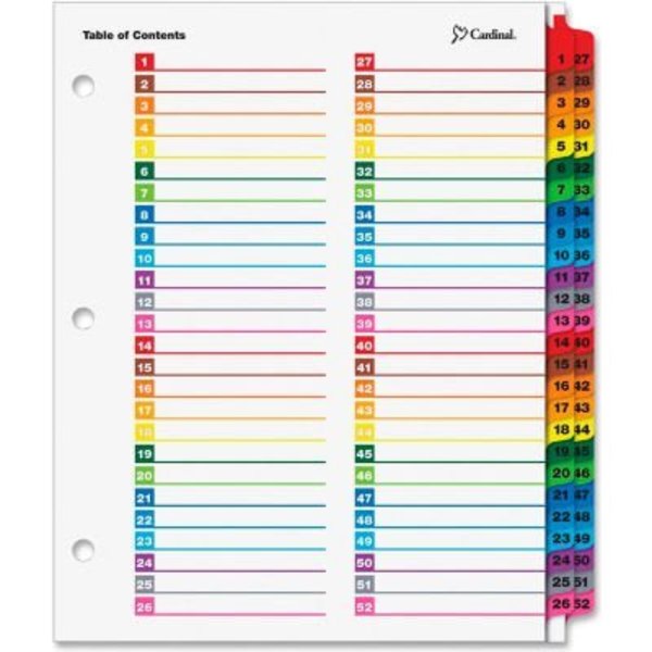 Cardinal Brands Cardinal OneStep Printable T.O.C. Divider, 1 to 52, 8.5"x11", 52 Tabs, Multicolor/Multicolor 60990